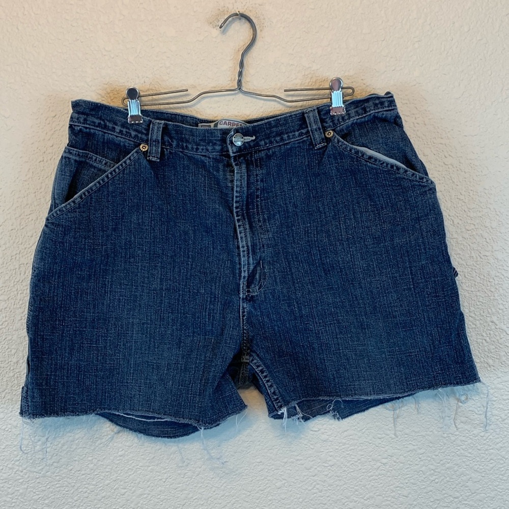 Carpenter distressed jean shorts sz 34 grunge goth moto casual blue collar work